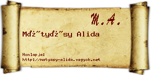 Mátyásy Alida névjegykártya